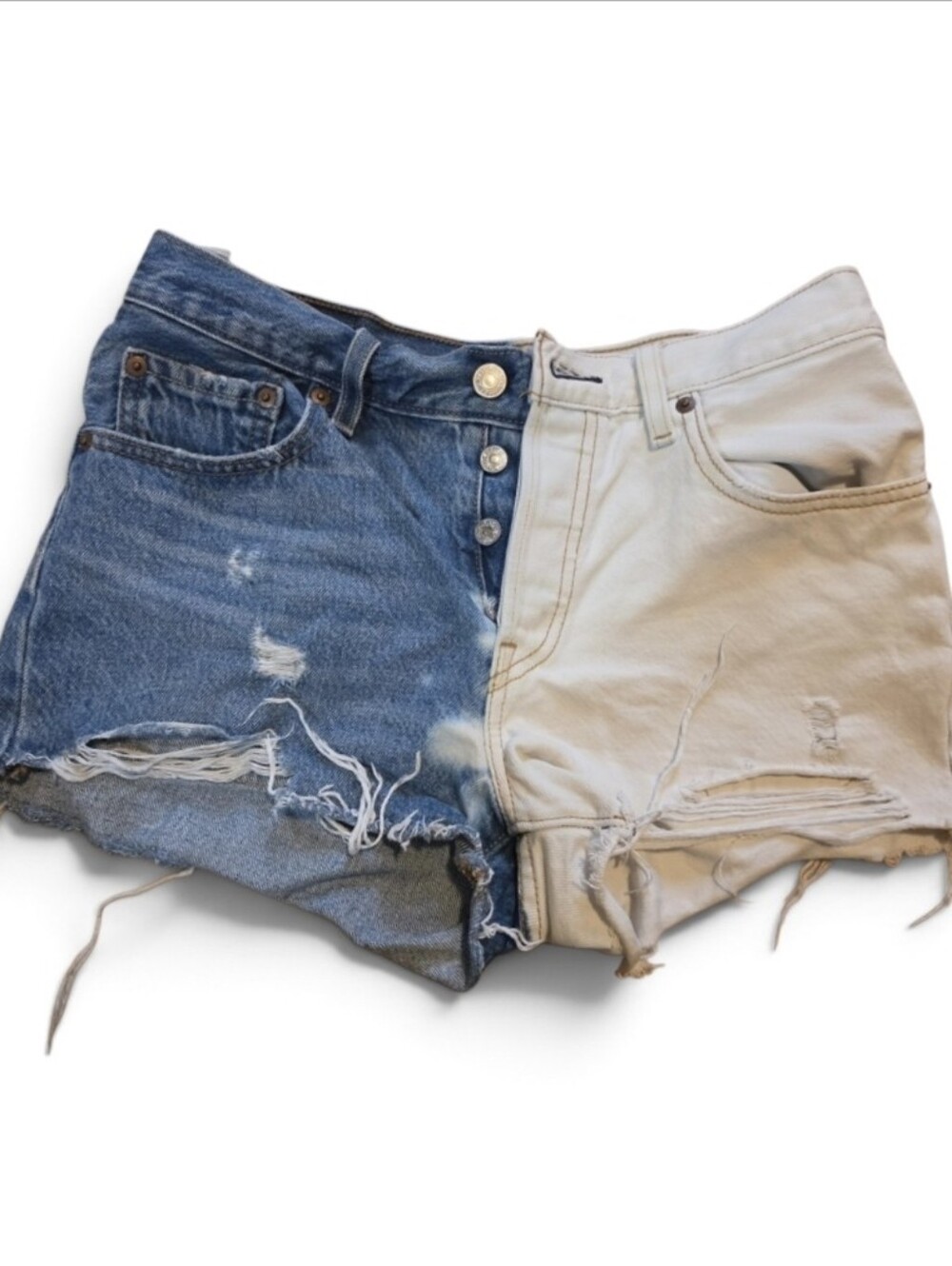 Levi’s 501 W26 Custom Split Dye Distressed Cutoff Shorts